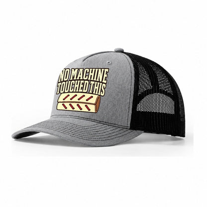 No Machine Touched This Leathercraft Trucker Hat – Sport Grey Black