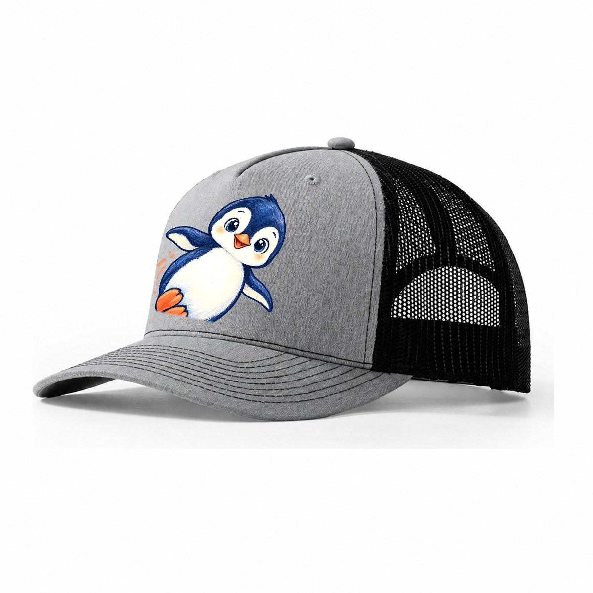 Penguin Side Slide Sea Sprite Trucker Hat – Sport Grey Black