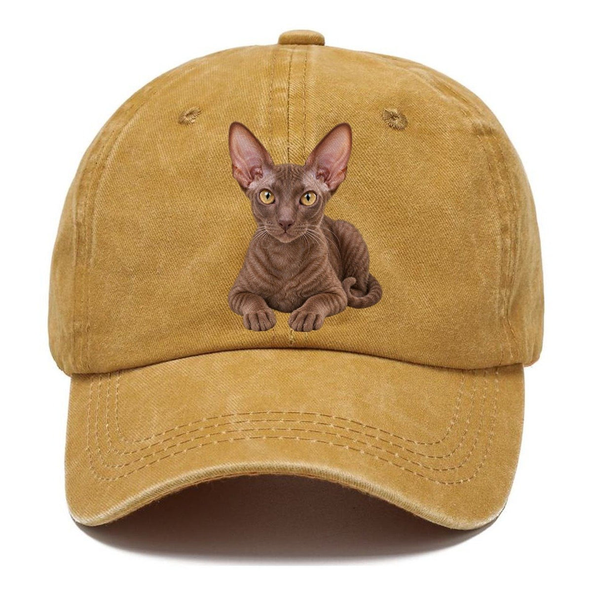 Cornish Rex Reclining Paws Forward Realistic Cat Portrait Classic Cap – Golden Harvest