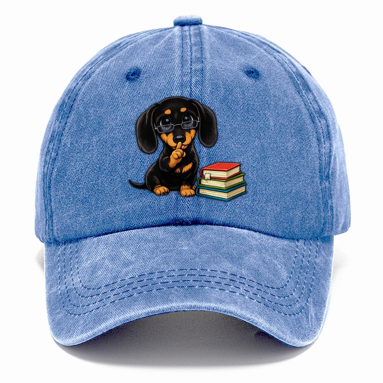 Dachshund Librarian Shushing World Classic Cap – Summer Sky