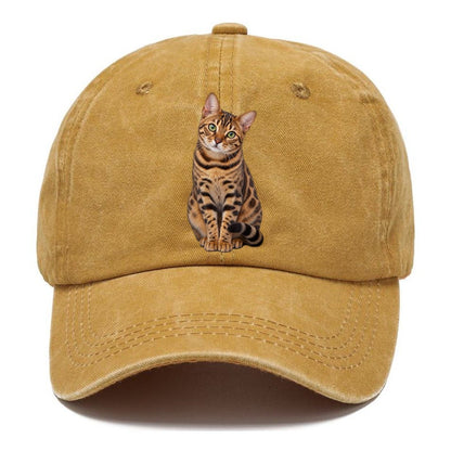 Bengal Seated Portrait Realistic Cat Portrait Classic Cap – Golden Harvest
