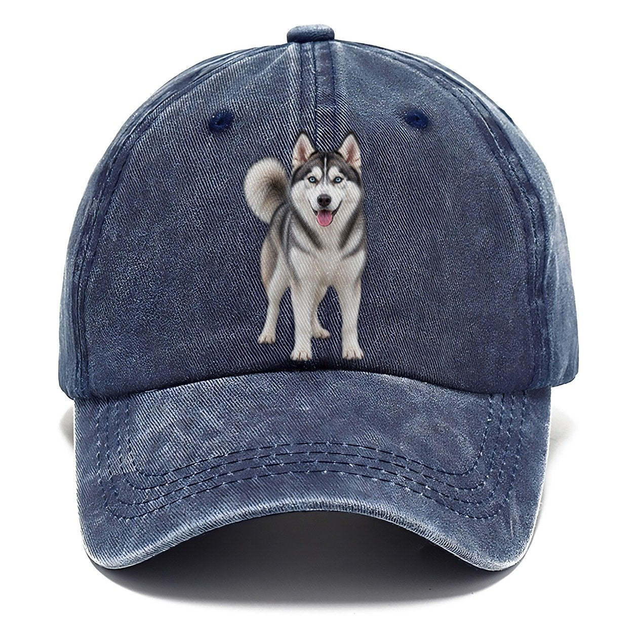 Siberian Husky Standing Top Breeds Classic Cap – Twilight Navy