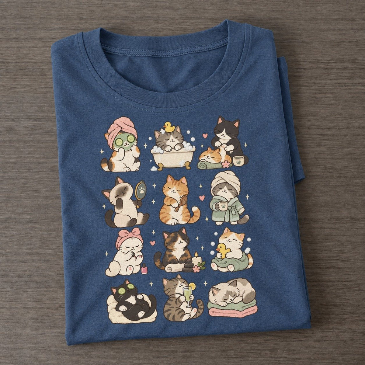 Spa Day Cat Club Classic T-shirt – Twilight Navy