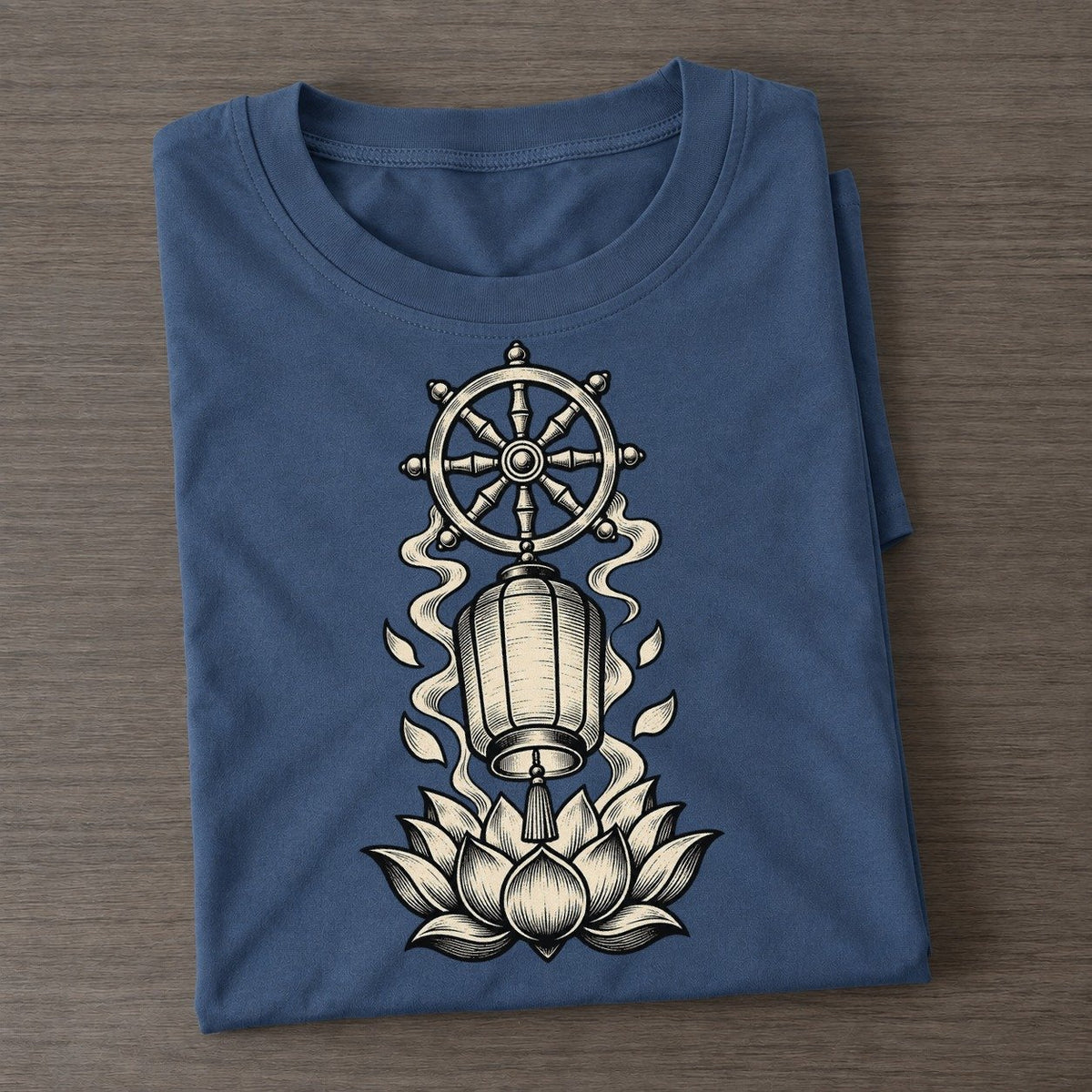 Buddhist Vesak Lantern And Lotus World Faiths Ink Figures Classic T-shirt – Twilight Navy