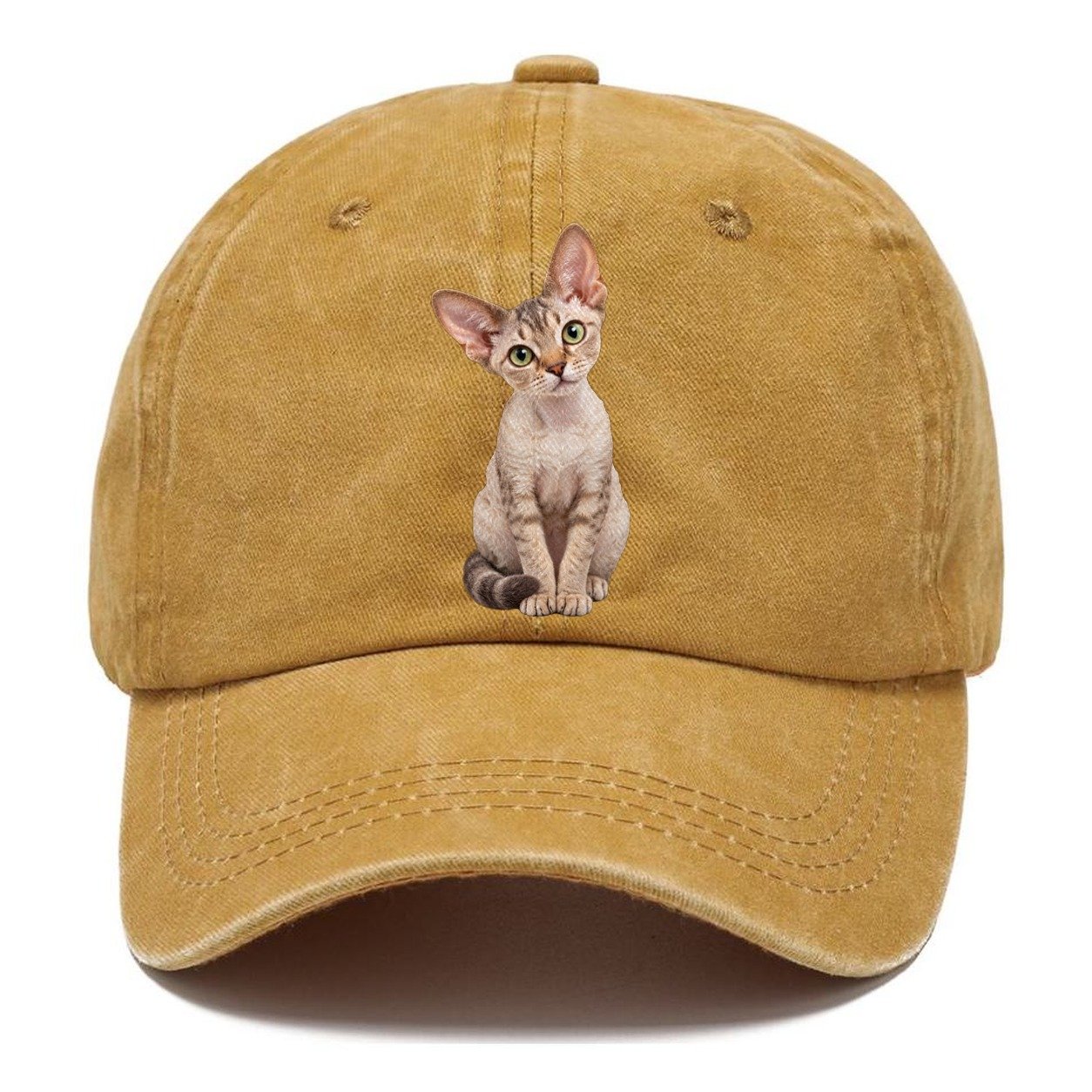Devon Rex Seated Portrait Realistic Cat Portrait Classic Cap – Golden Harvest