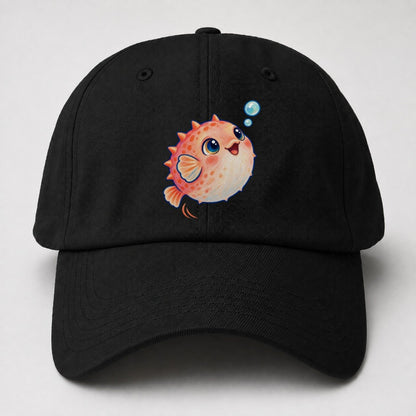 Pufferfish Bubble Bounce Sea Sprite Baseball Cap – Black