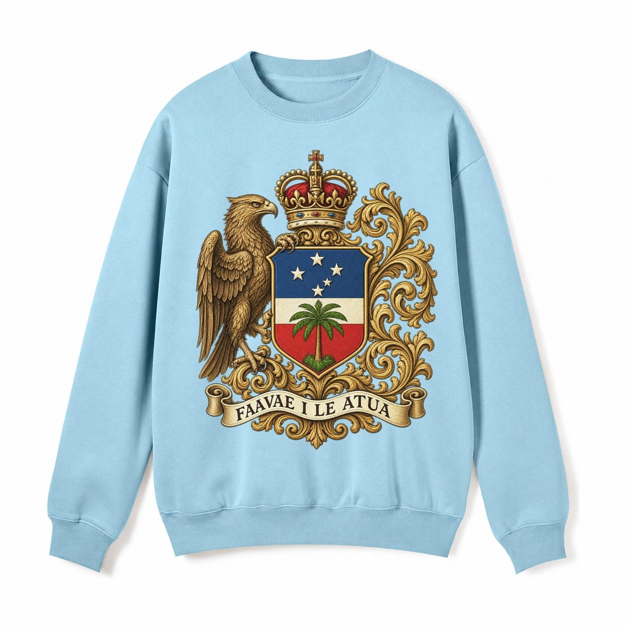 South Africa Springbok Emblem Springbok With Protea Green Go Fleece Sweatshirt – Light Blue
