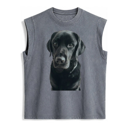 Black Labrador Vintage Washed Tank – Grey
