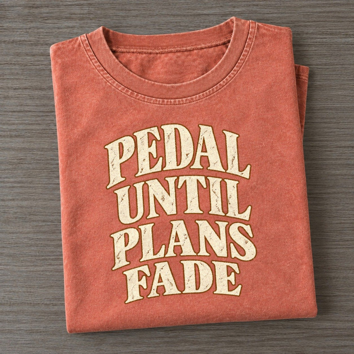 Pedal Until Plans Fade Pastimes Companions Vintage T-shirt – Terracotta