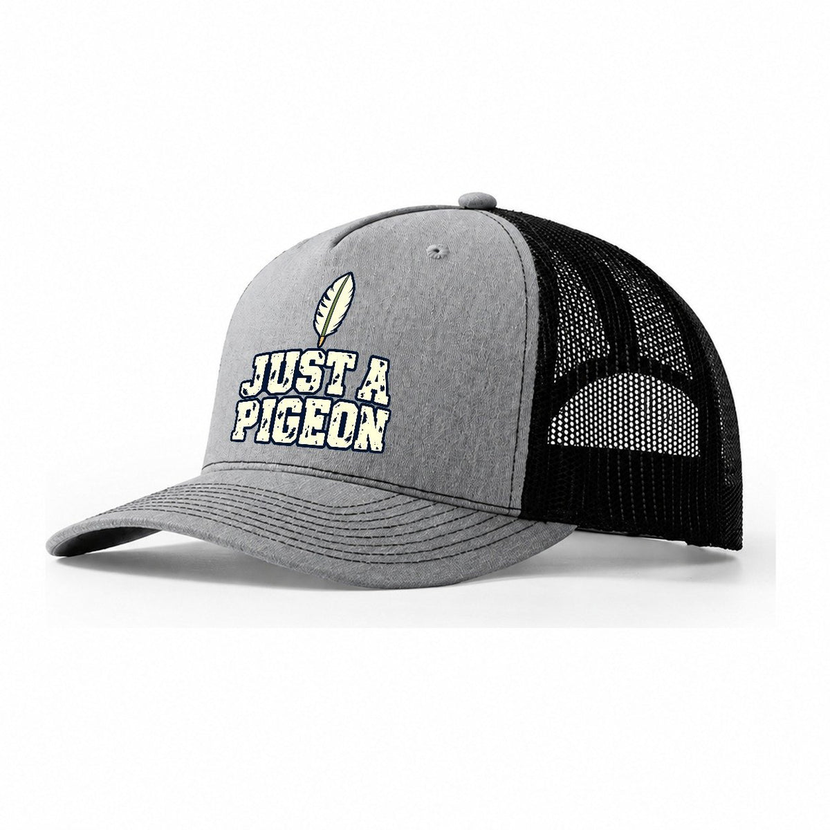 Just A Pigeon Birdwatching Trucker Hat – Sport Grey Black