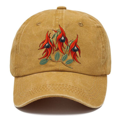 South Australia Sturt Desert Pea Cluster Australia Cultural Icons Classic Cap – Golden Harvest