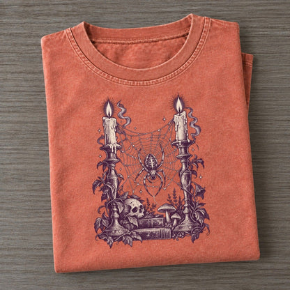 Spider Candlesticks Midnight Haunt Vintage T-shirt – Terracotta