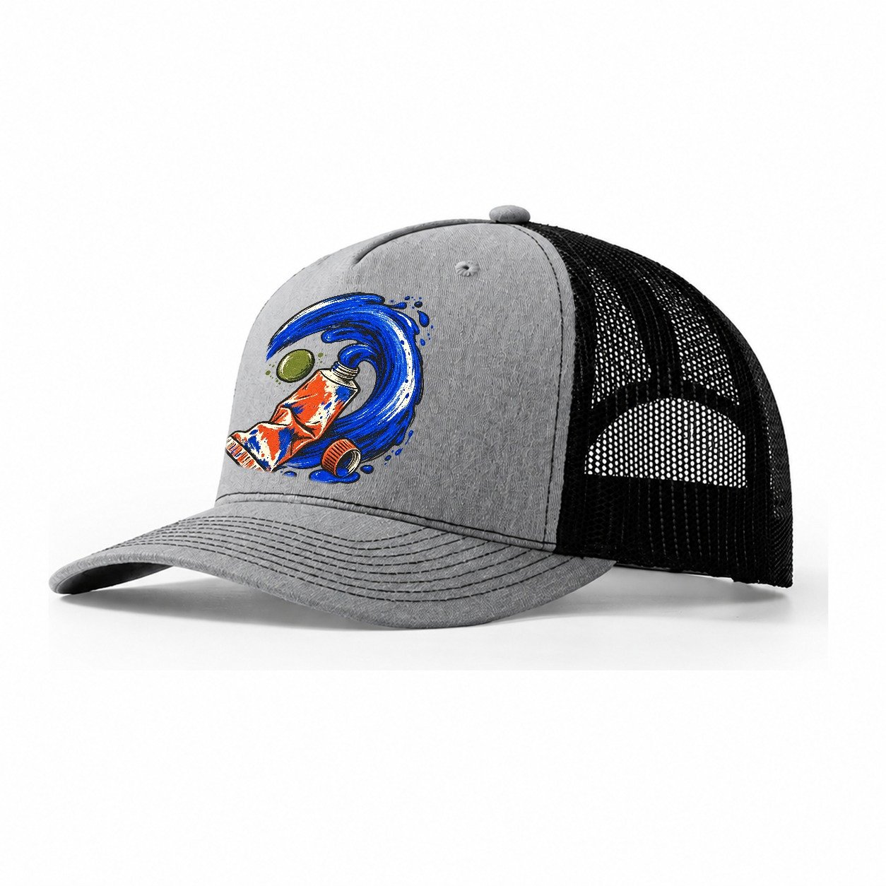 Cobalt Brush Wave Clay Color Makers Trucker Hat – Sport Grey Black