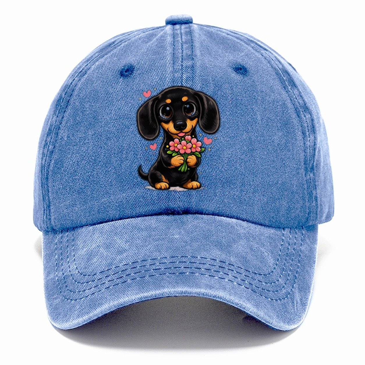 Dachshund Flower Bouquet Classic Cap – Summer Sky