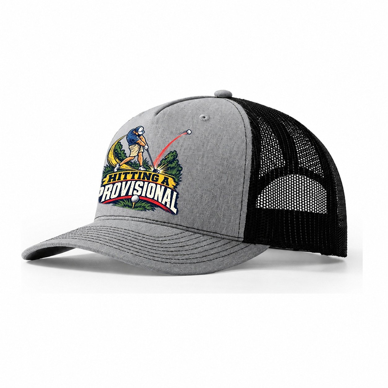 Hitting A Provisional Golf Life Trucker Hat – Sport Grey Black