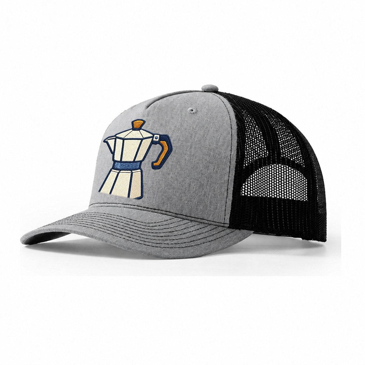 Moka Coffee Pot Tiny Solo Marks Trucker Hat – Sport Grey Black