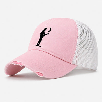 Guitarist Playing Acoustic Under Moonlight Washed Trucker Hat – Light Pink