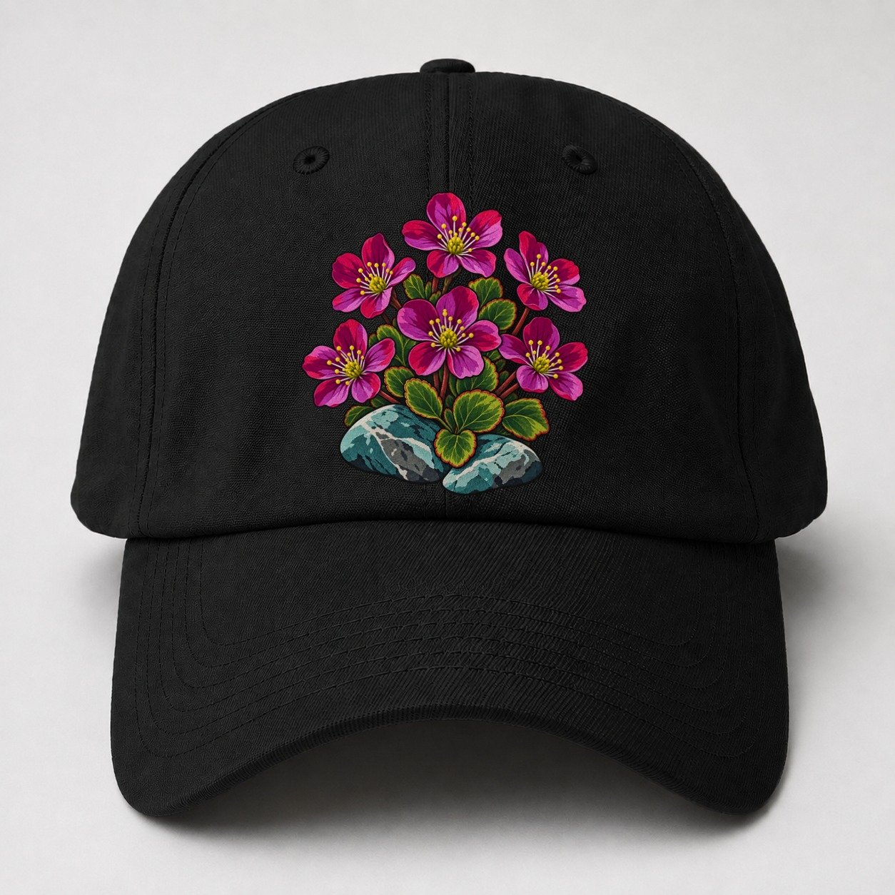 Nunavut Purple Saxifrage Canada Cultural Icons Baseball Cap – Black