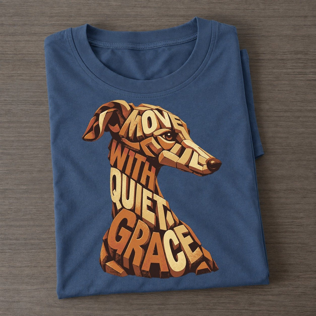 Whippet Long Neck Letter Sculpture Classic T-shirt – Twilight Navy