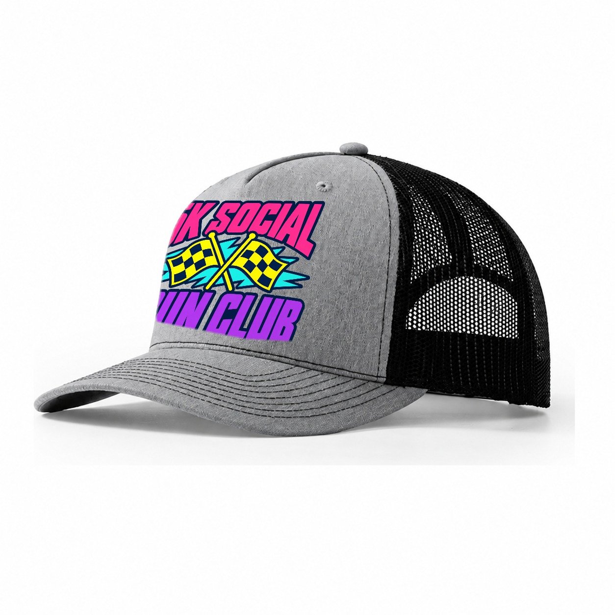5K Social Run Club 90S Running Clubs Trucker Hat – Sport Grey Black