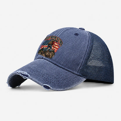 Keep Moving Old Timer Old Man Strong Washed Trucker Hat – Navy