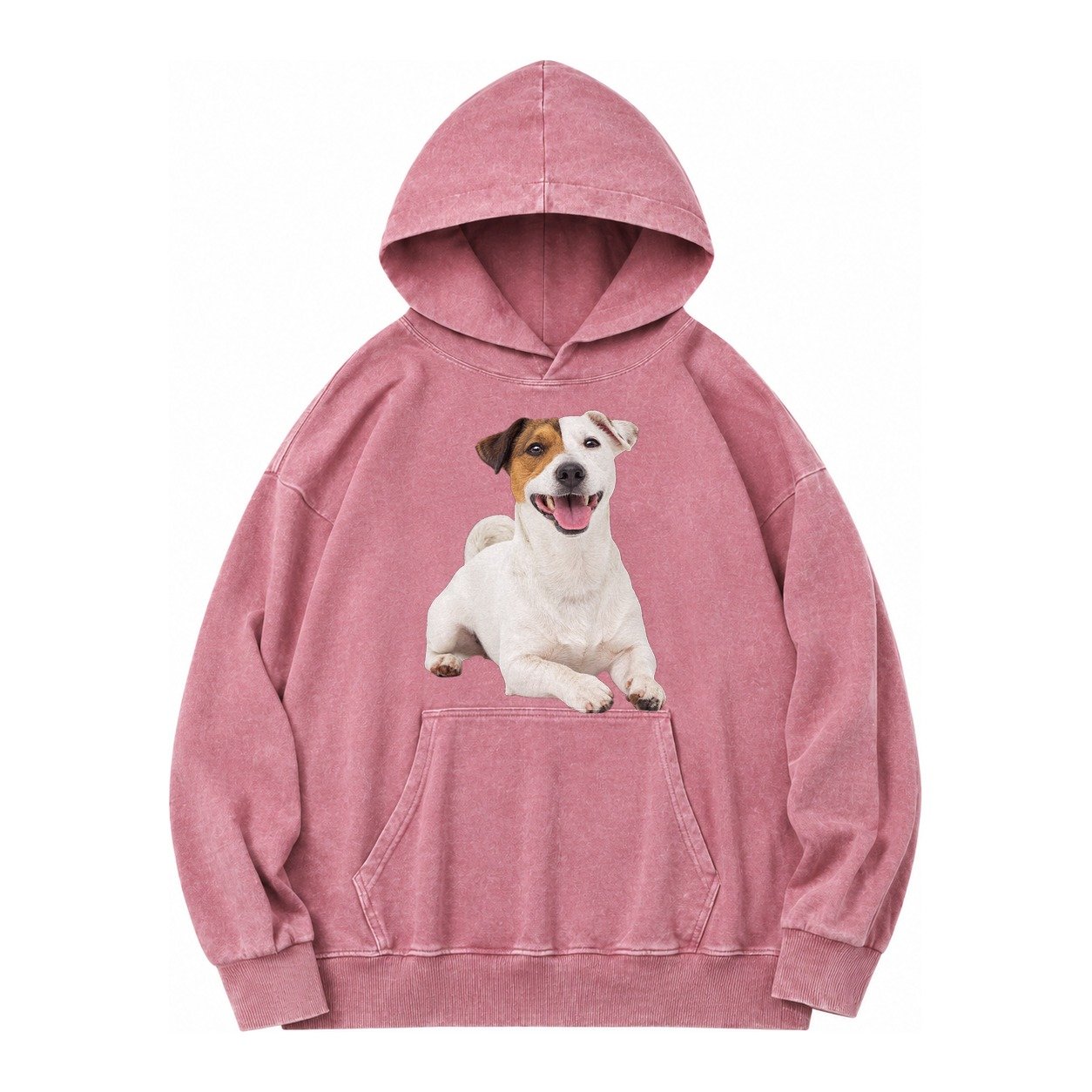 Jack Russell Terrier Dog Vintage Washed Hoodie – Dusty Rose