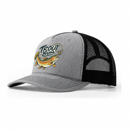 Trout Bum Fishing Elegant Trucker Hat – Sport Grey Black