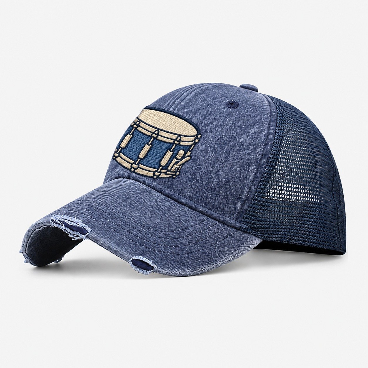 Snare Drum Tiny Solo Marks Washed Trucker Hat – Navy