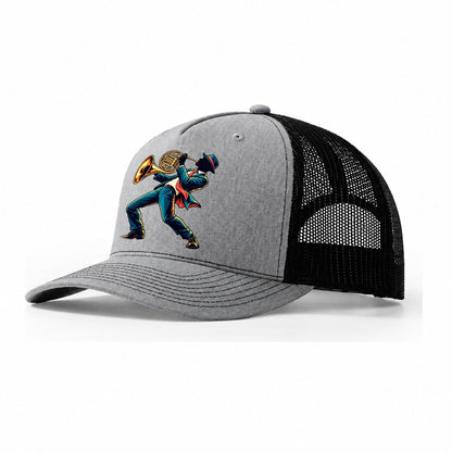 French Horn Icon Music Instruments Trucker Hat – Sport Grey Black