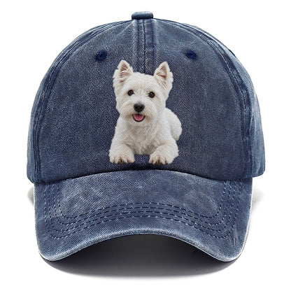 West Highland White Terrier Westie Lying Down Top Breeds Classic Cap – Twilight Navy