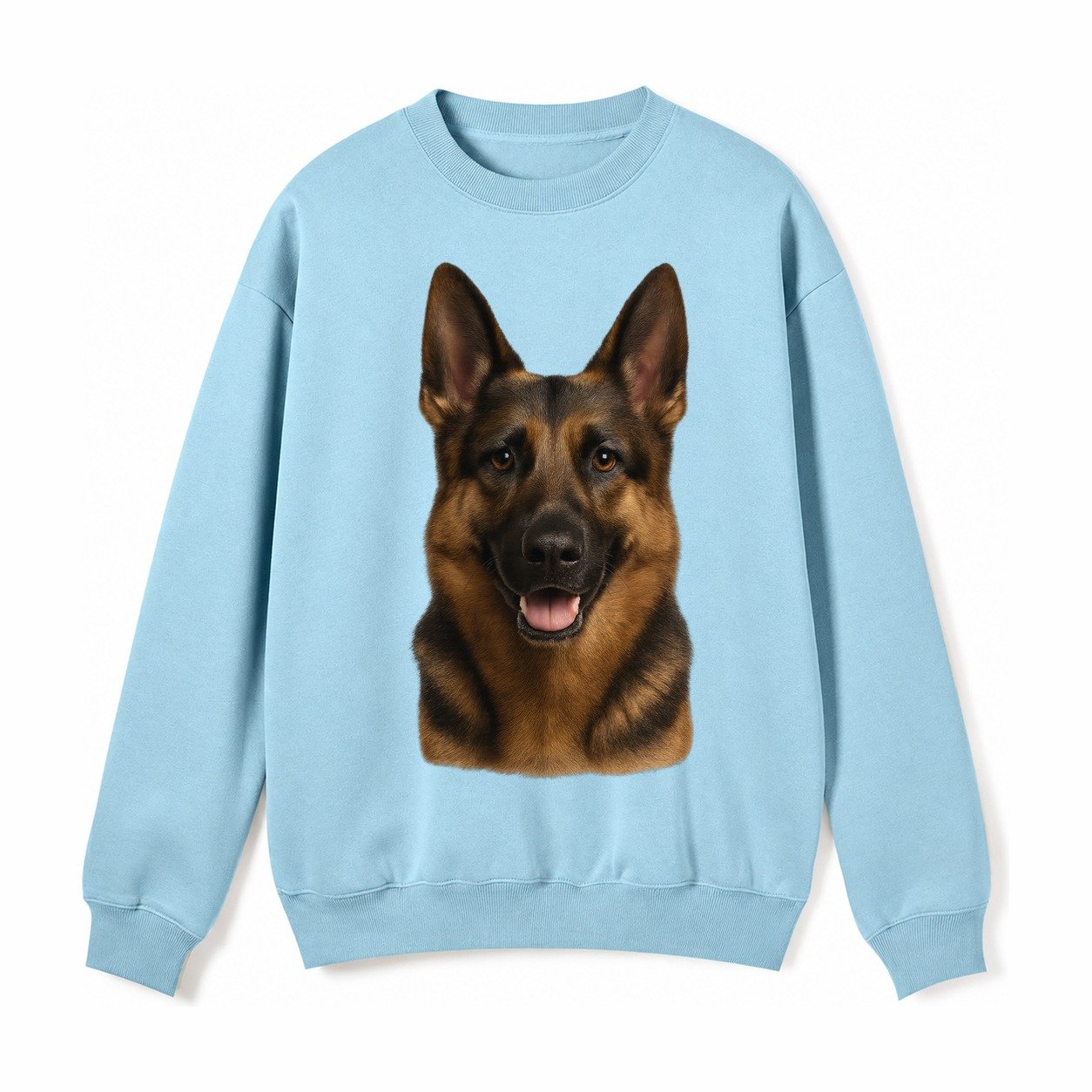 German Shepherd Portrait Fleece Sweatshirt – Light Blue