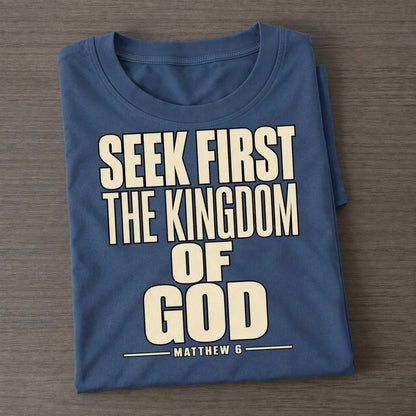 Seek First The Kingdom Plain Gospel Classic T-shirt – Twilight Navy