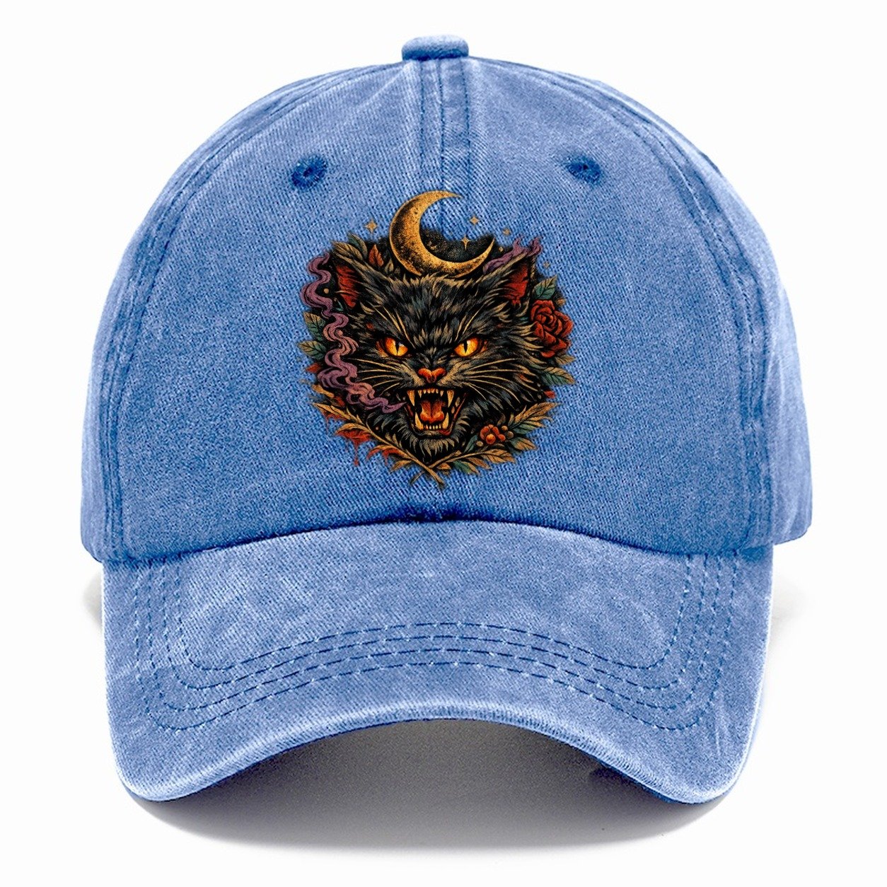 Dark Vintage Black Cat Classic Cap – Summer Sky