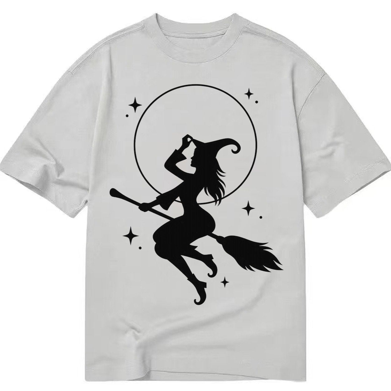 Witch On Broom Classic T-shirt – Grey