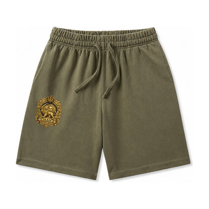 Iran Lion Sun Badge Washed Shorts – Army Green