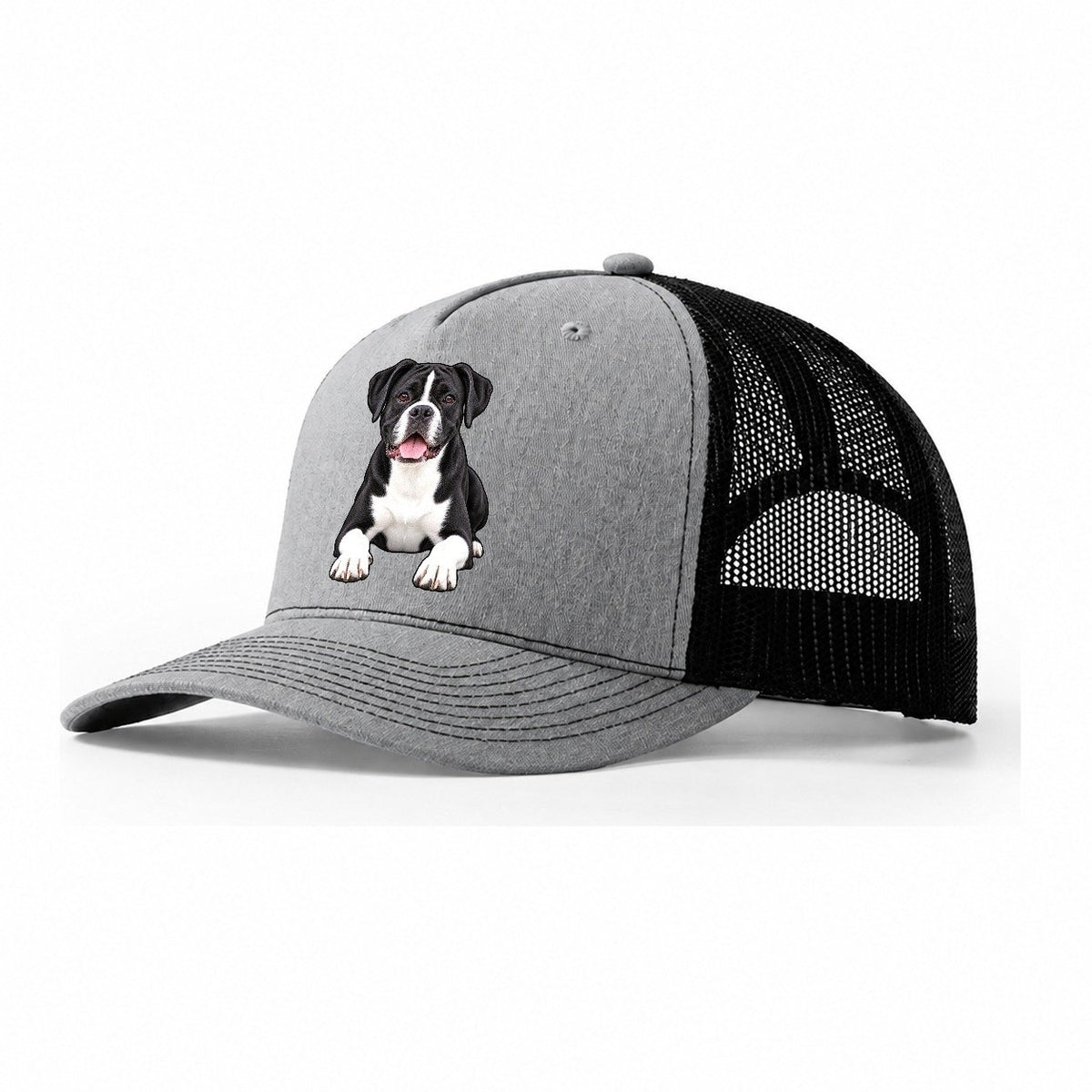 Black And White Boxer Trucker Hat – Sport Grey Black