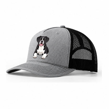 Black And White Boxer Trucker Hat – Sport Grey Black