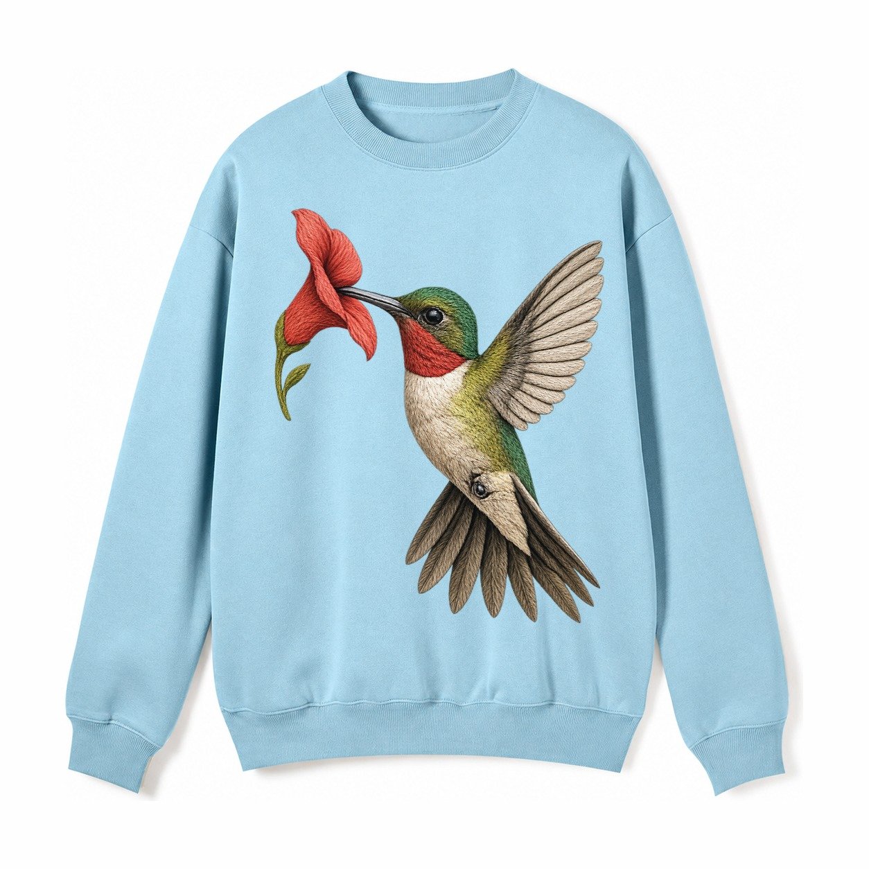 Hummingbird Harmony Fleece Sweatshirt – Light Blue