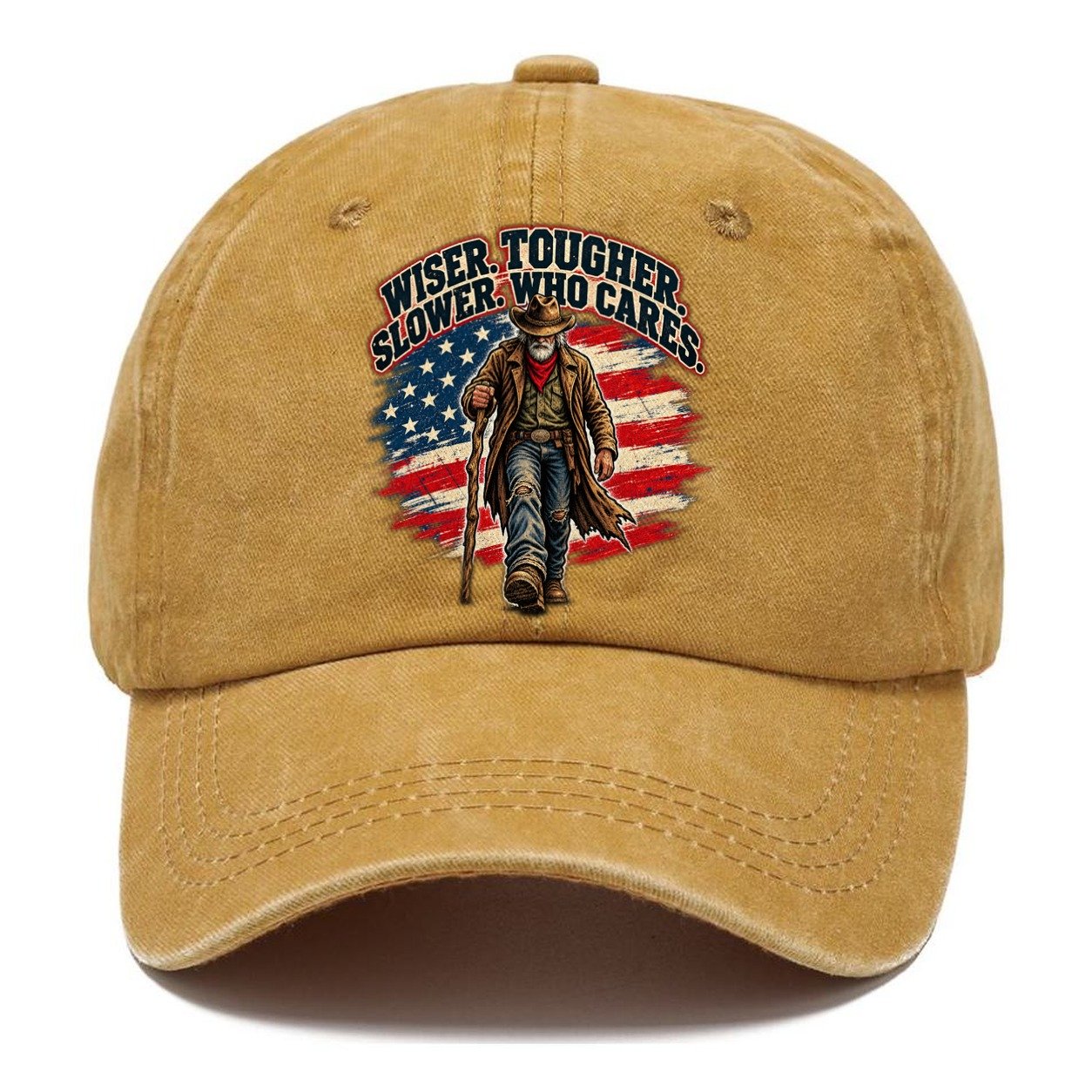 Wiser Tougher Slower Who Cares Old Man Strong Classic Cap – Golden Harvest