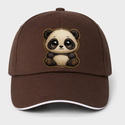 Baby Giant Panda Cub Contrast Trim Cap – Coffee