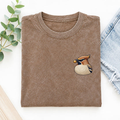 Waxwing Berry Poise Left Chest Vintage T-shirt – Brown