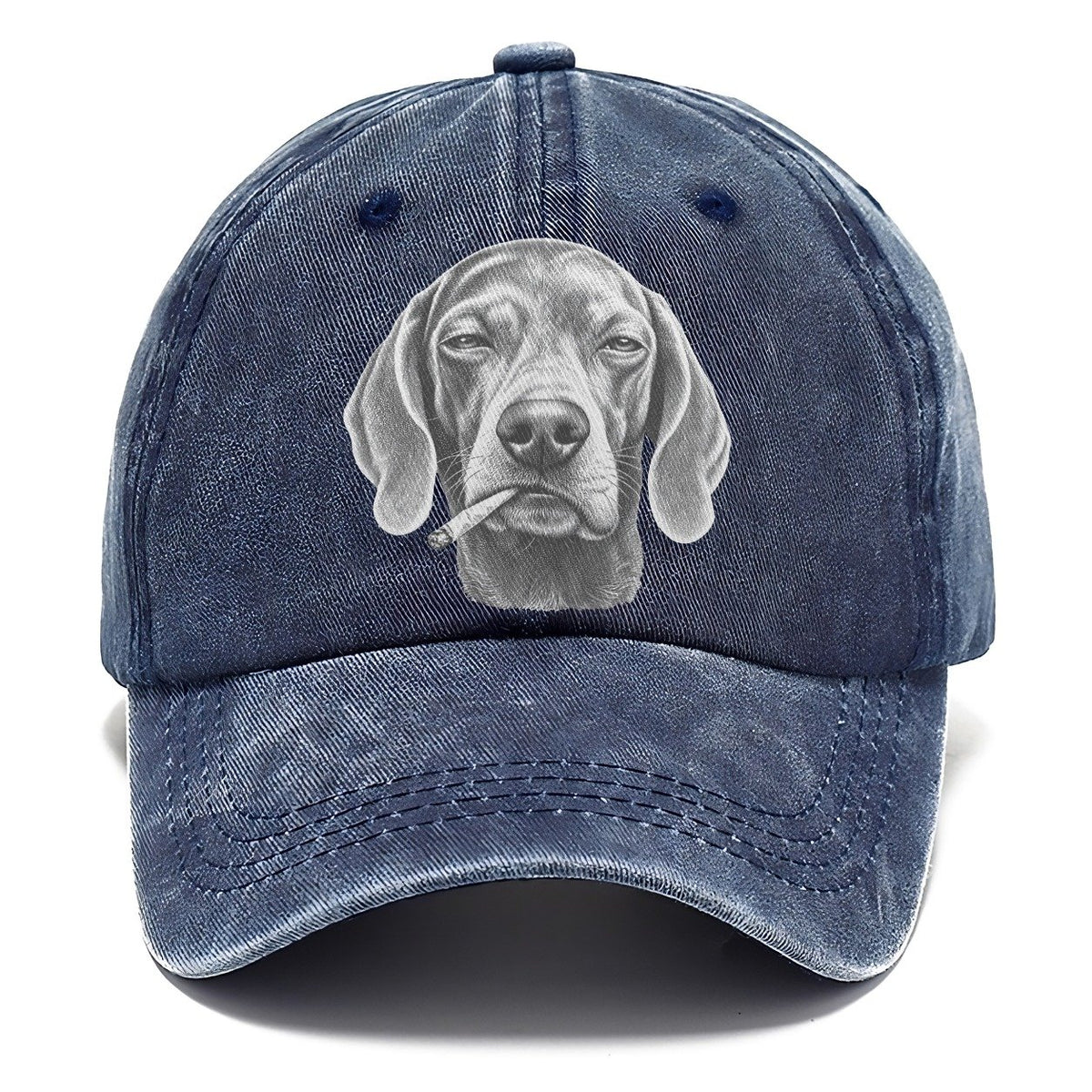 Weimaraner A Loosely Hand Rolled Cigarette Smoking Dogs Smoking Dogs Portraits Classic Cap – Twilight Navy