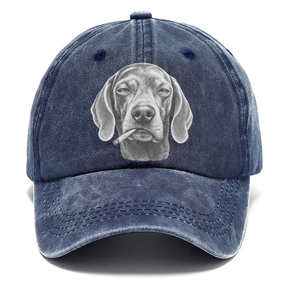 Weimaraner A Loosely Hand Rolled Cigarette Smoking Dogs Smoking Dogs Portraits Classic Cap – Twilight Navy