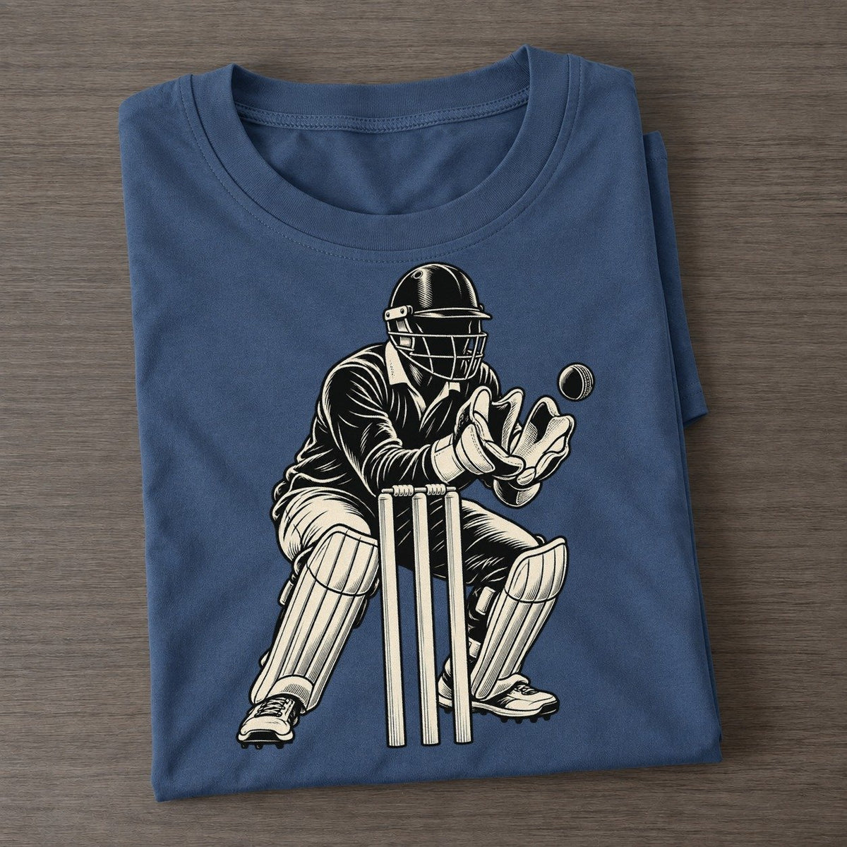 Cricket Wicketkeeper Catch Global Sports Ink Figures Classic T-shirt – Twilight Navy
