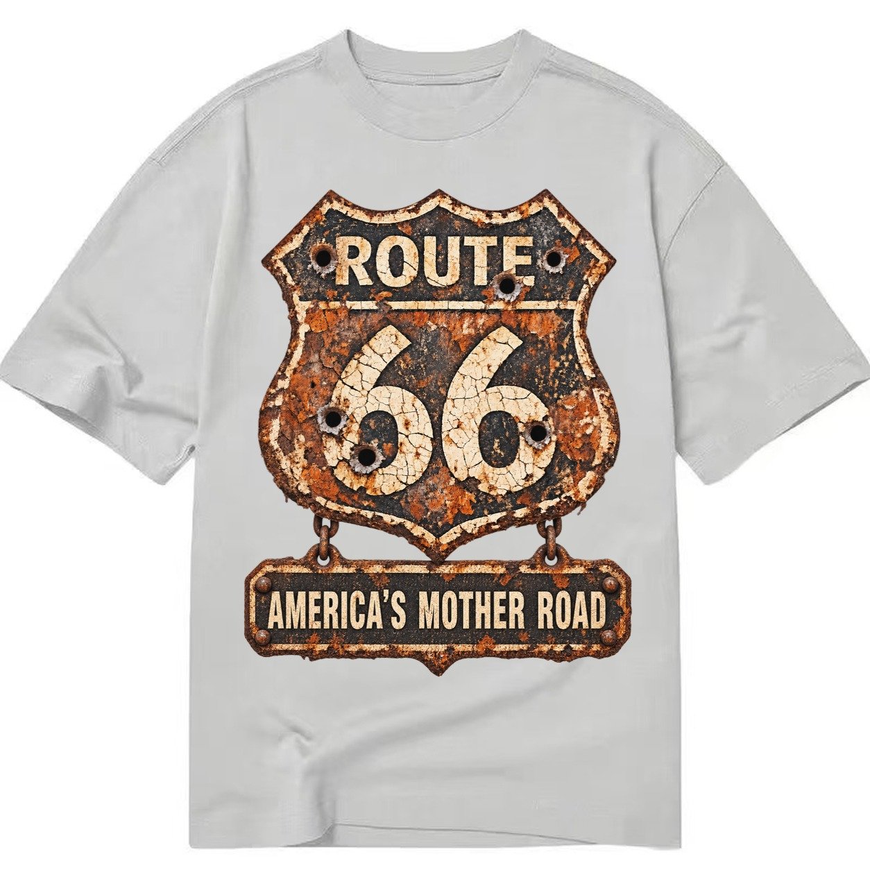 Route 66 Weathered Classic T-shirt – Grey