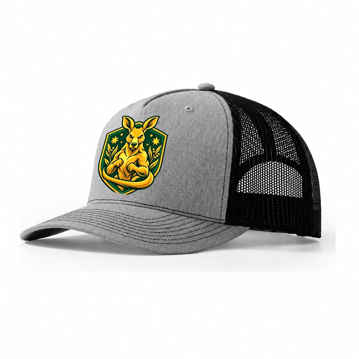 Australia Minimal Emblem Country Logos Trucker Hat – Sport Grey Black