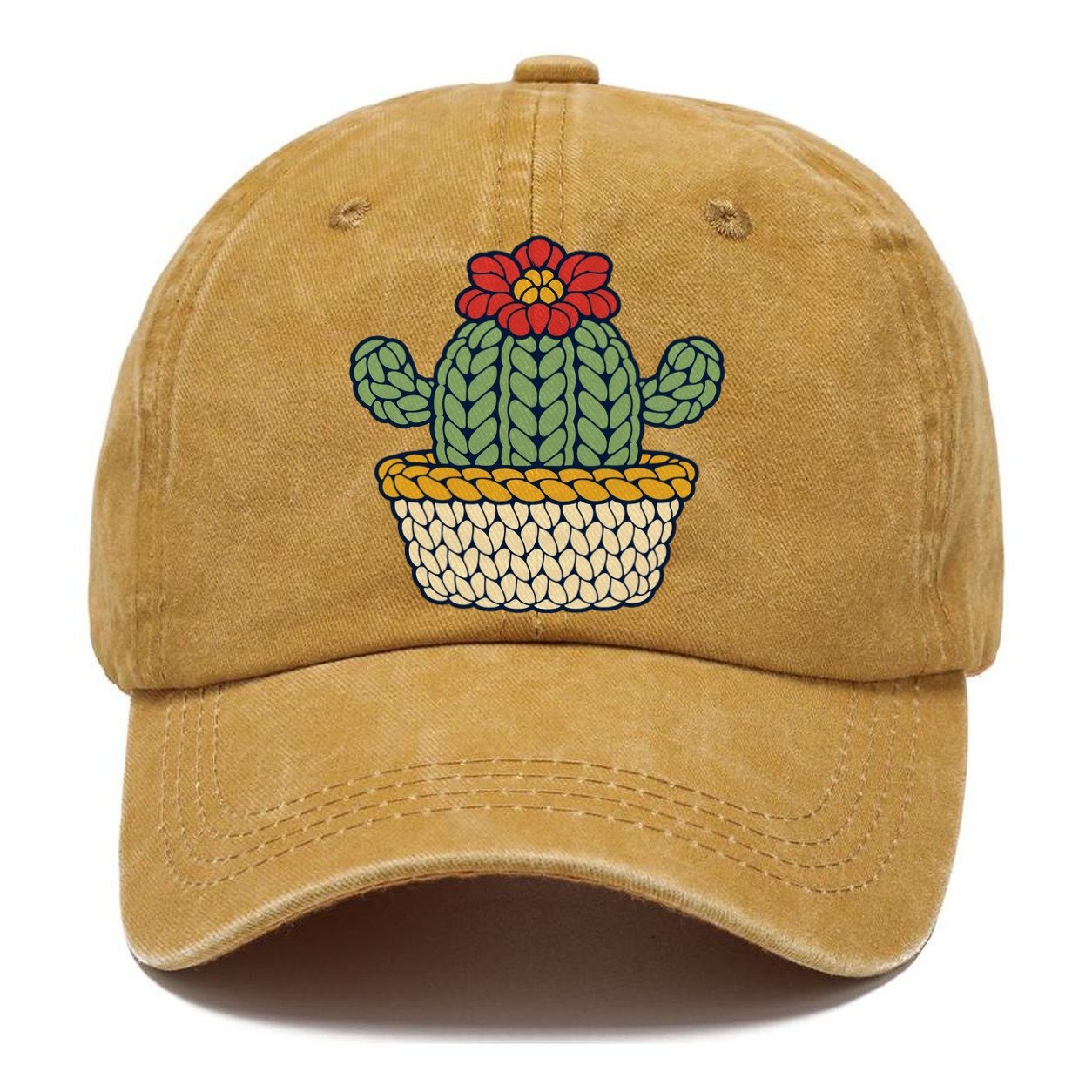 Crocheted Cactus Yarn Crafts Classic Cap – Golden Harvest