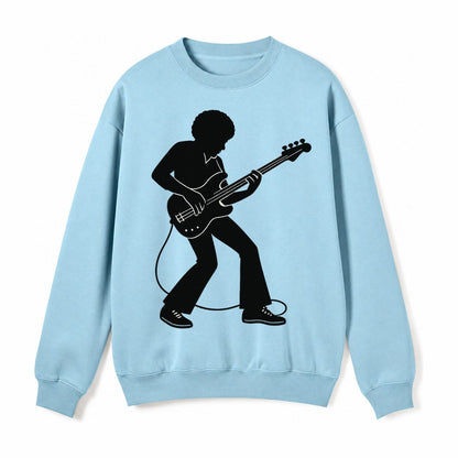 Bass Guitarist Slap Technique Fleece Sweatshirt – Light Blue