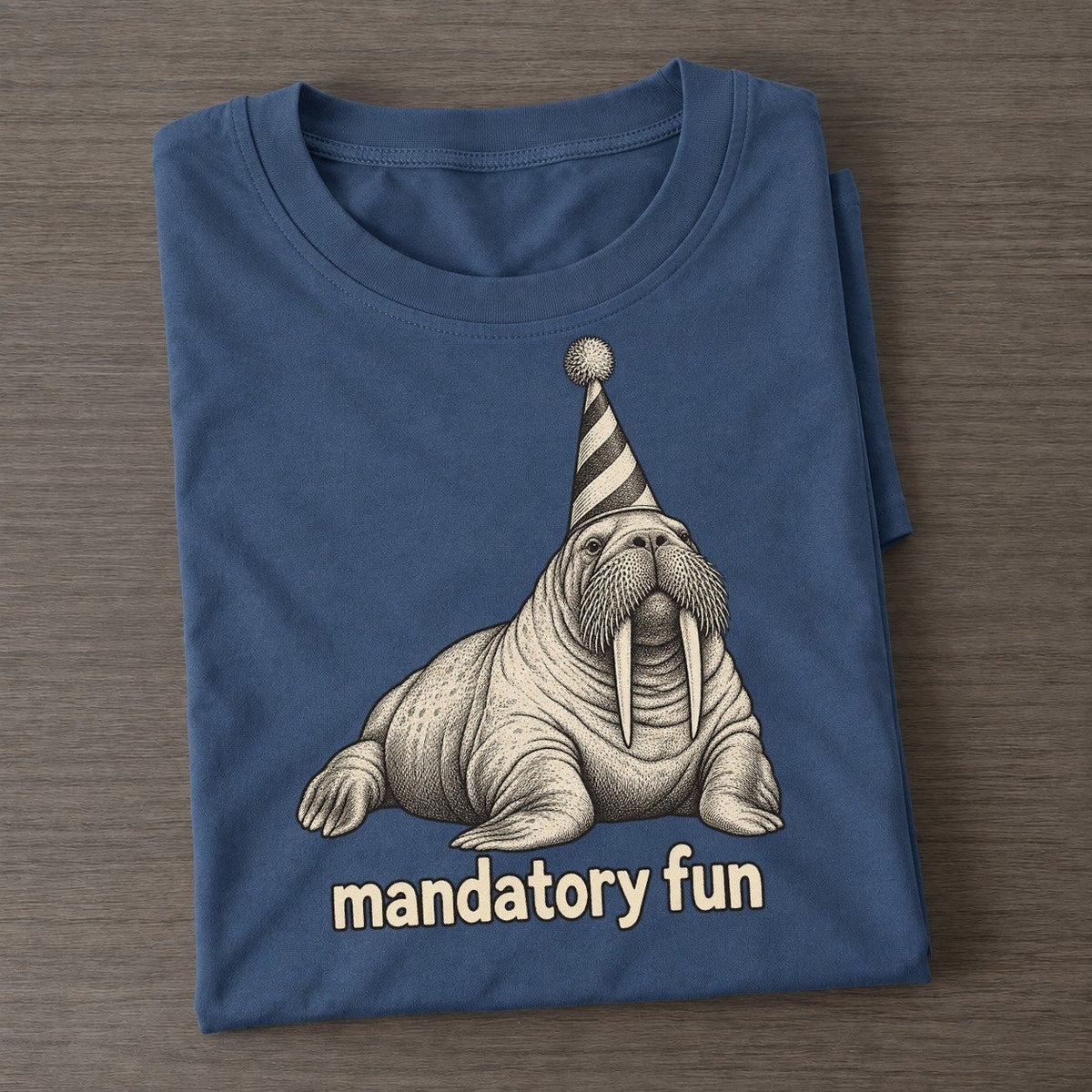 Walrus Mandatory Fun Unbothered Creatures Classic T-shirt – Twilight Navy
