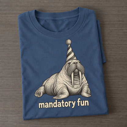 Walrus Mandatory Fun Unbothered Creatures Classic T-shirt – Twilight Navy